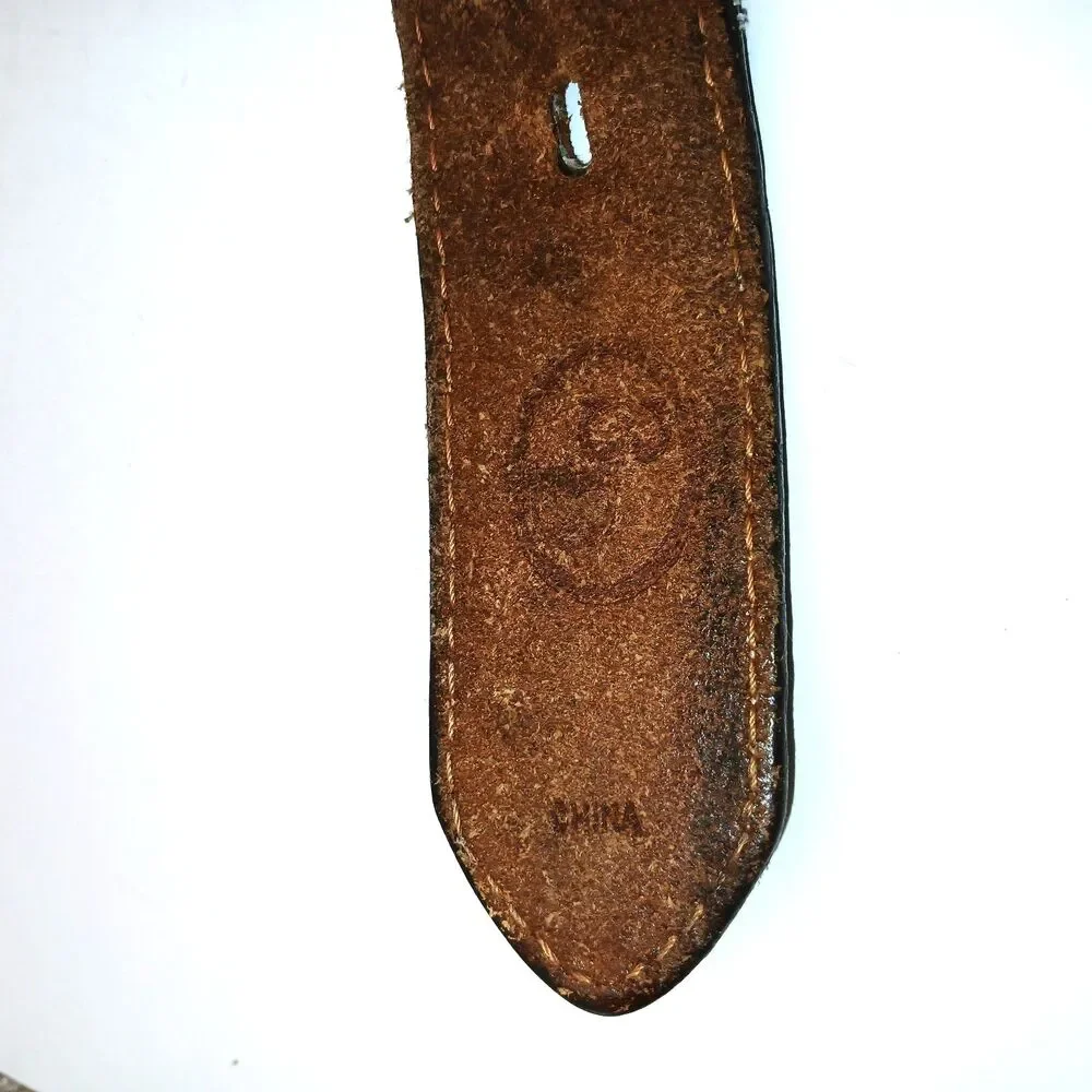 3D Belt Mens Size 40 Brown Hand Tooled Western Concho Cross Studded